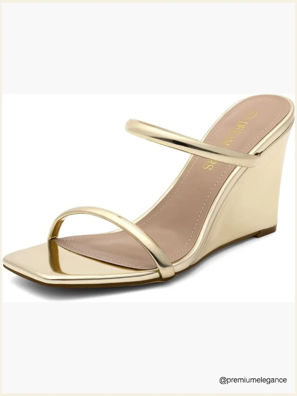 Slides Wedge Sandals Two Strap Square Open Toe Dress Shoes